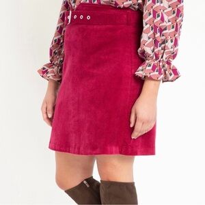 Eloquii Vibrant Pink Corduroy Mini Skirt
